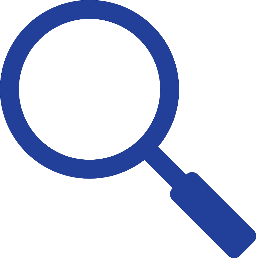 Blue search icon.