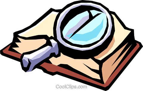 Magnifying glass with book Royalty Free Vector Clip Art