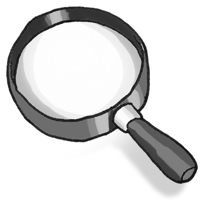 Cartoon magnifying glass.