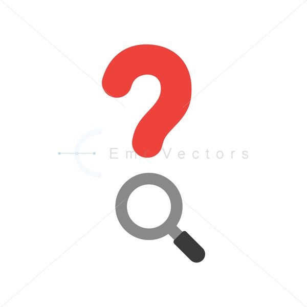 Vector question mark with magnifying glass icon concept