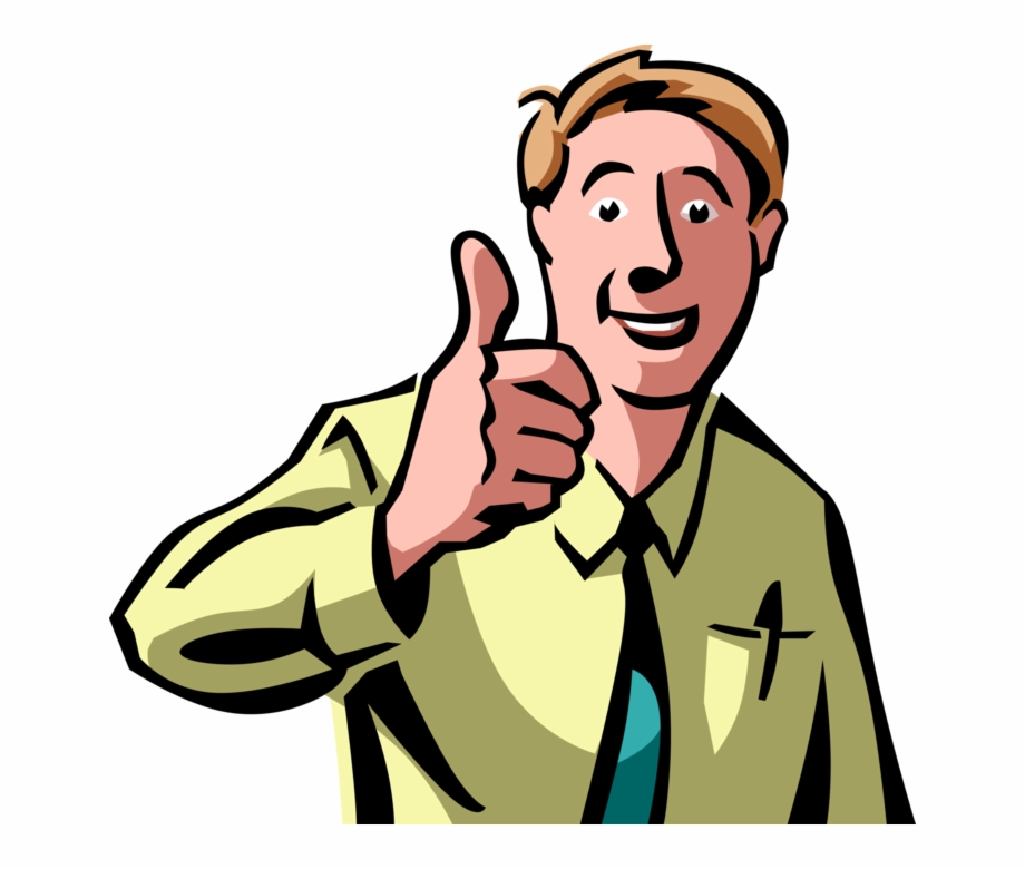 Vector Illustration Of Businessman Gives Thumbs Up