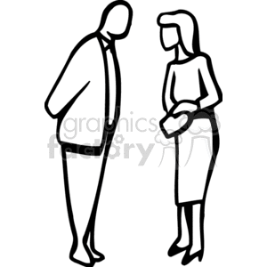 Black and white man and woman discussing clipart