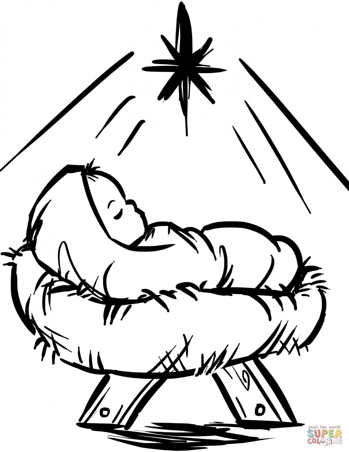 Baby Jesus Manger Scene coloring page from Religious