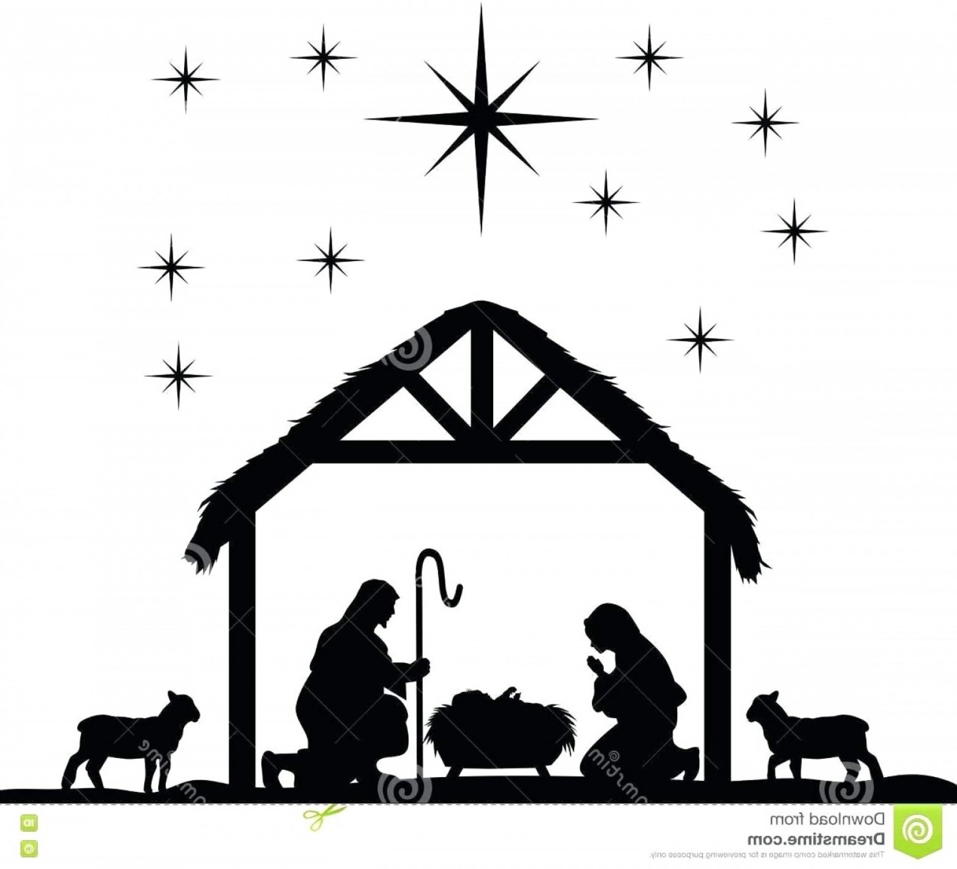 Silhouette Three Wise Kings Manger Design Isolated Vector