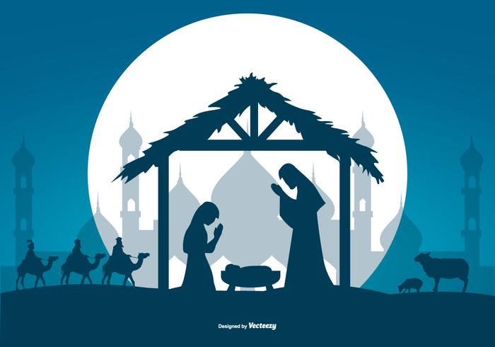 Beautiful Nativity Vector Scene