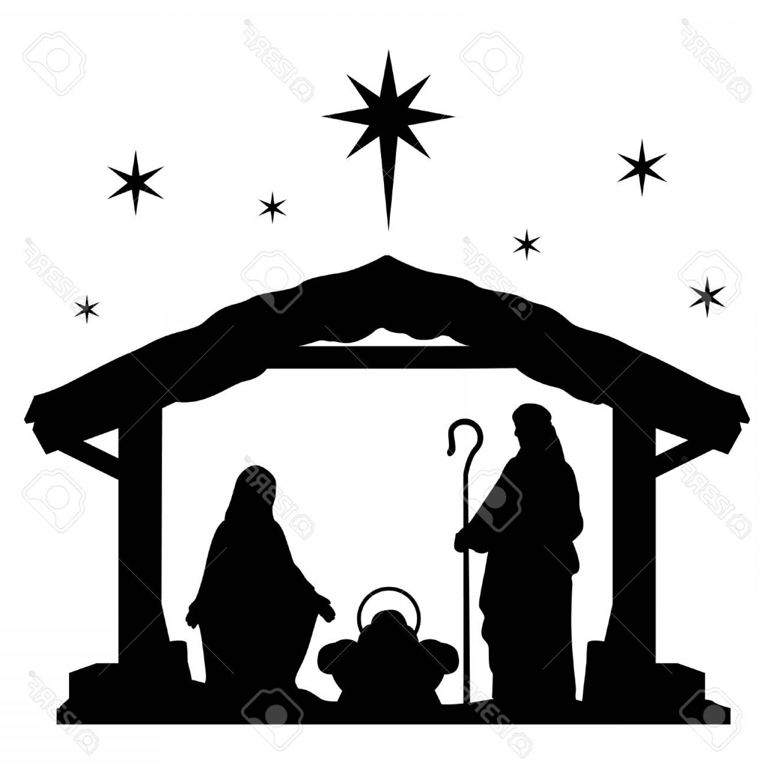 Christmas Nativity Vector Black