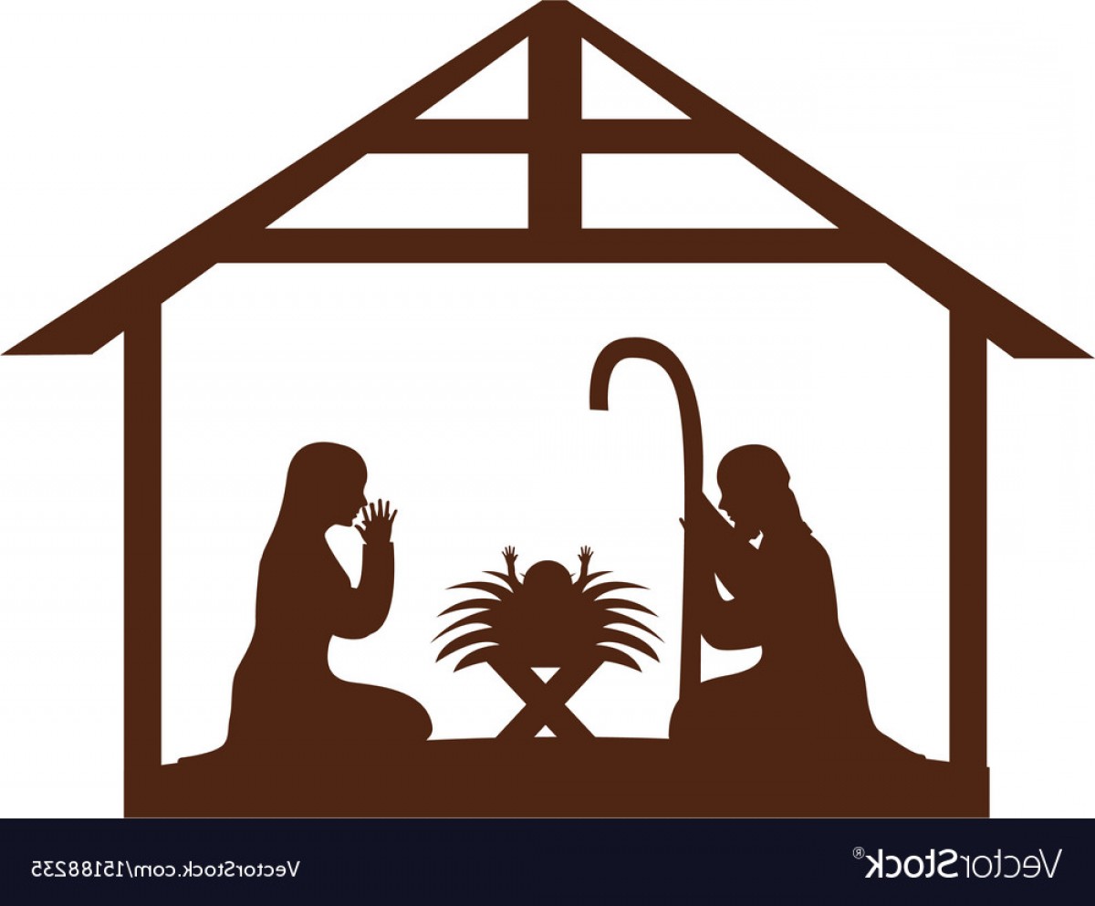 Stable With Holy Family Manger Vector