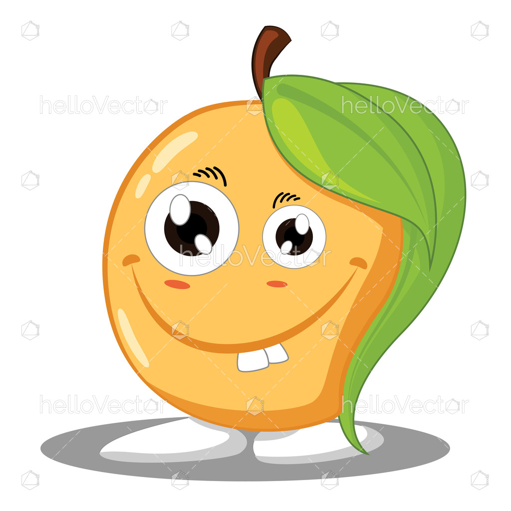 Mango cartoon character, Smiling mango mascot