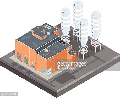 Isometric Manufacturing plant Factory Clipart Image