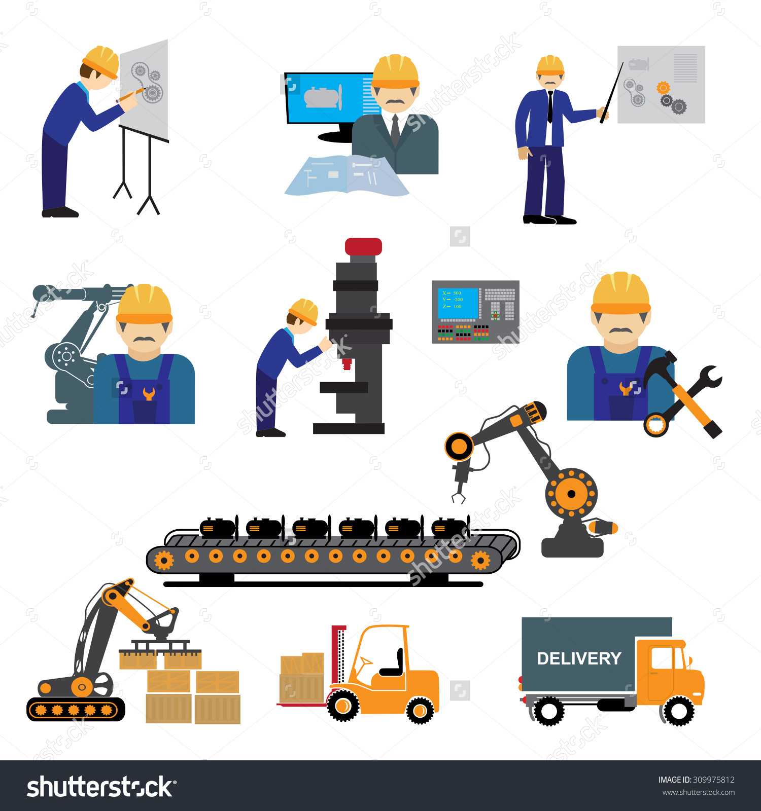Manufacturing process clipart.