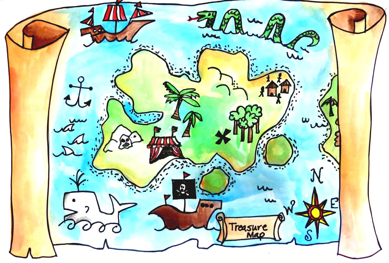 Clipart map treasure collection rf
