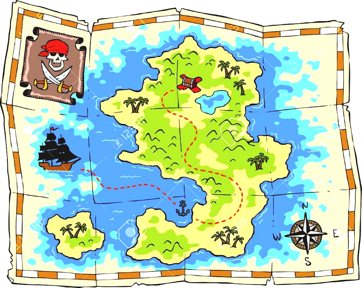 Adventure map clipart of treasure island cliparts stock
