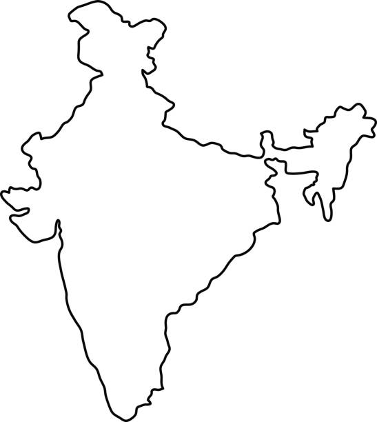 India map clipart black and white