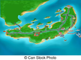 Island map Illustrations and Clipart