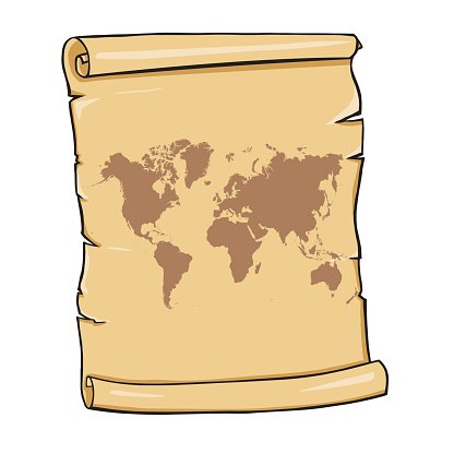 Vector Scroll with World Map Clipart Image