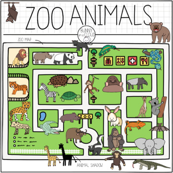 Zoo Animals Clipart by Bunny On A Cloud