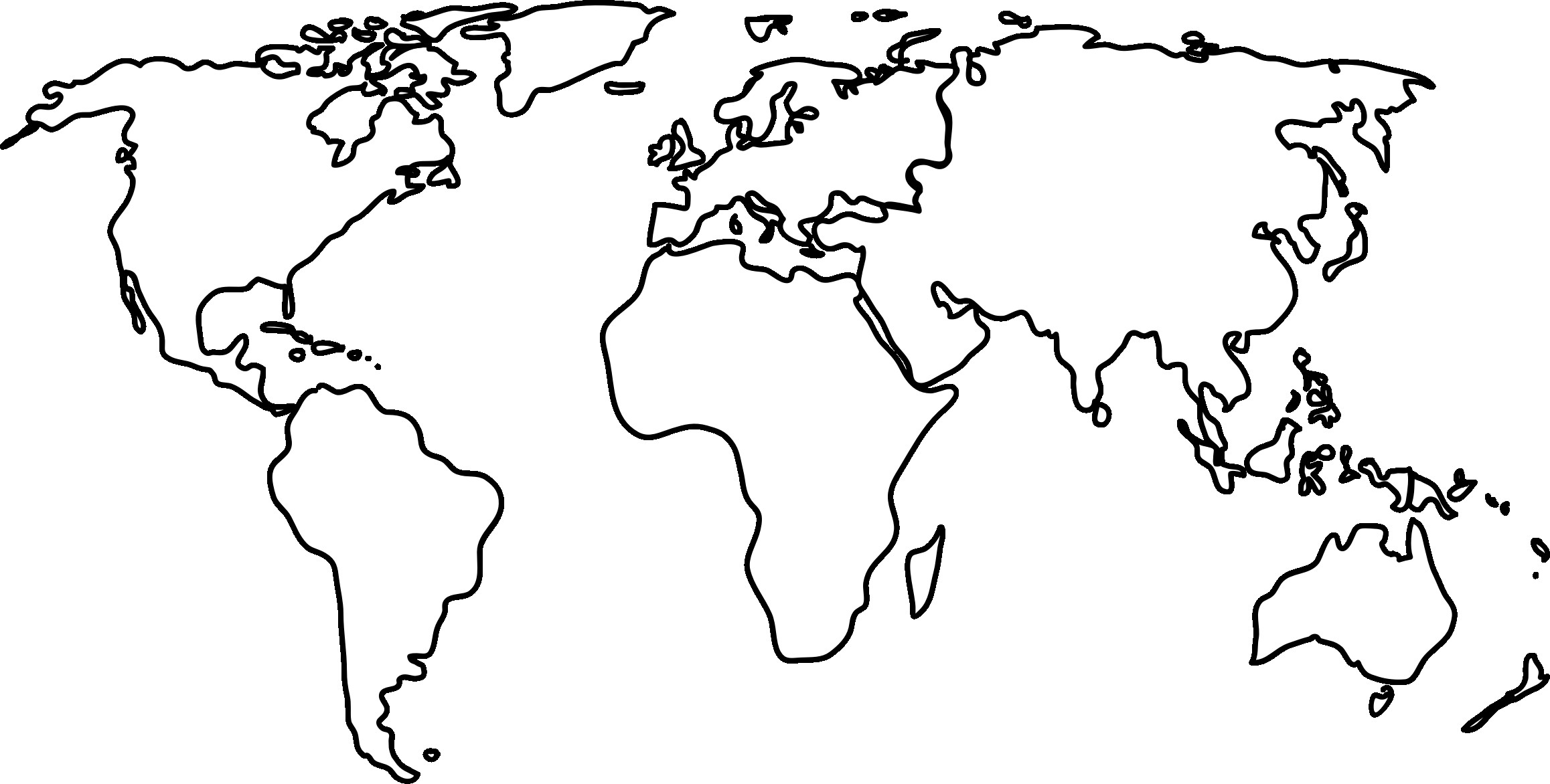 Black And White Map Of The World
