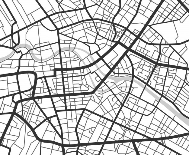 maps clipart black and white town