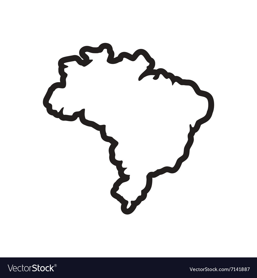 Stylish black and white icon Brazilian map