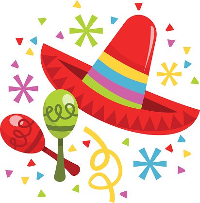 Mexican Maraca Sombrero Clipart Image