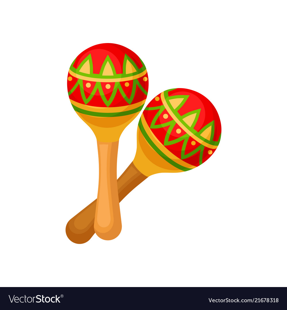 Two brightly colored maracas symbol of mexico