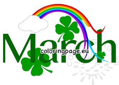 Month March with shamrocks clipart