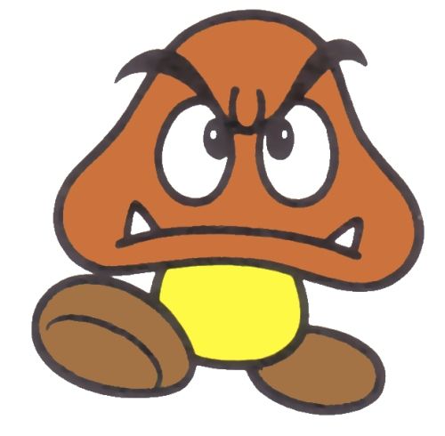 Illustration of a Goomba, the mad mushroom that first