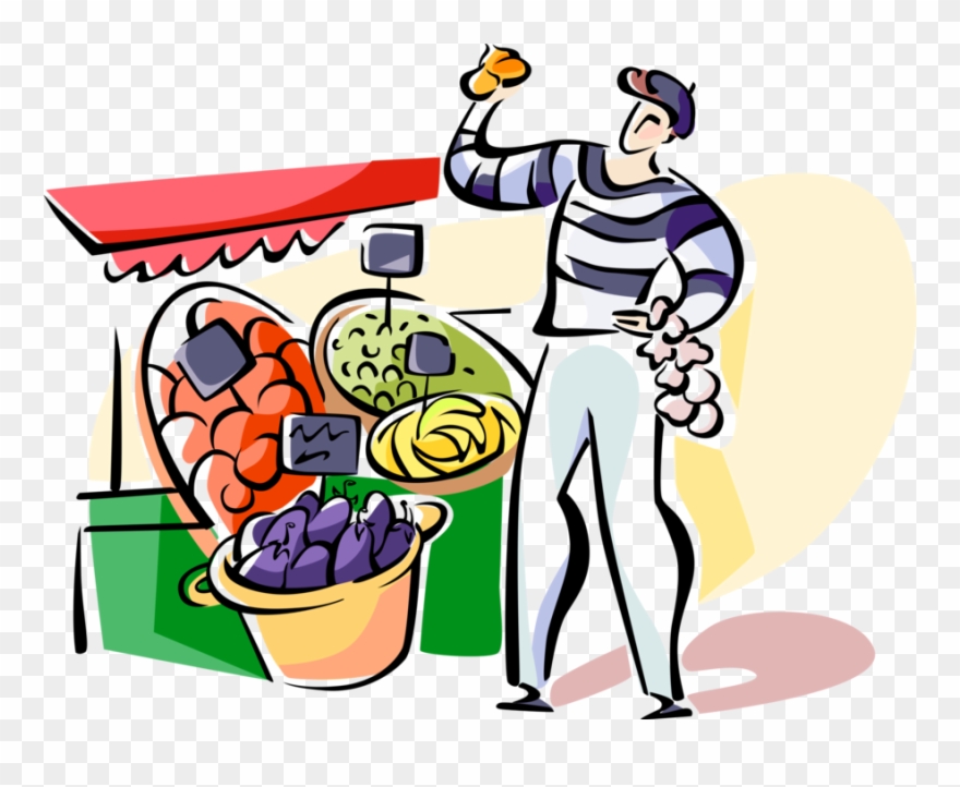French Outdoor Vendor Vector Image Illustration Of