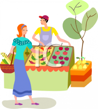 Woman buying produce.