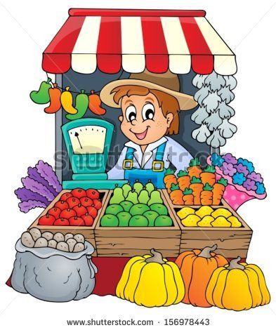 Cartoon Children With Fruits And Vegetables Stock Vector