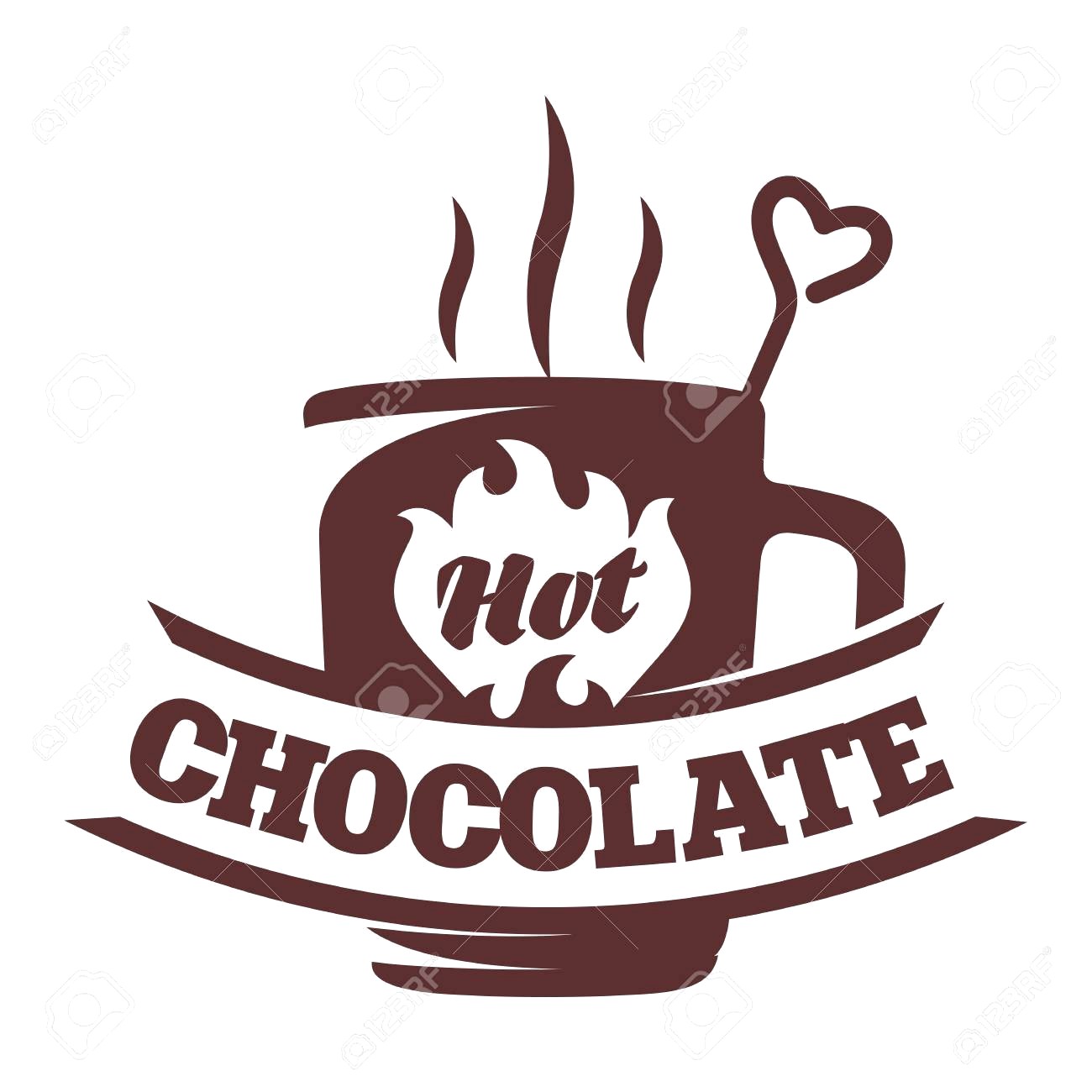 Vector logo template hot chocolate cocoa marshmallow with