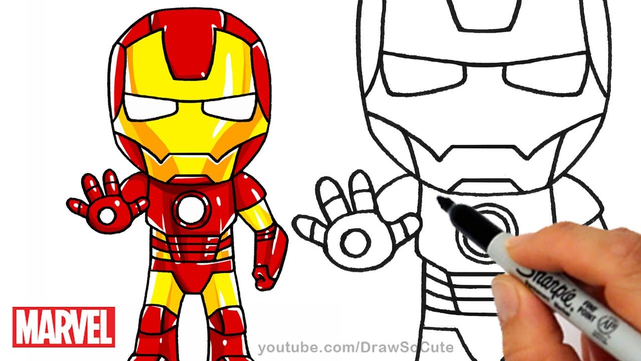 How to Draw Iron Man step by step Chibi Marvel Superhero