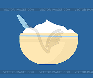 Mashed Potatoes in Bowl with Cutlery Icon