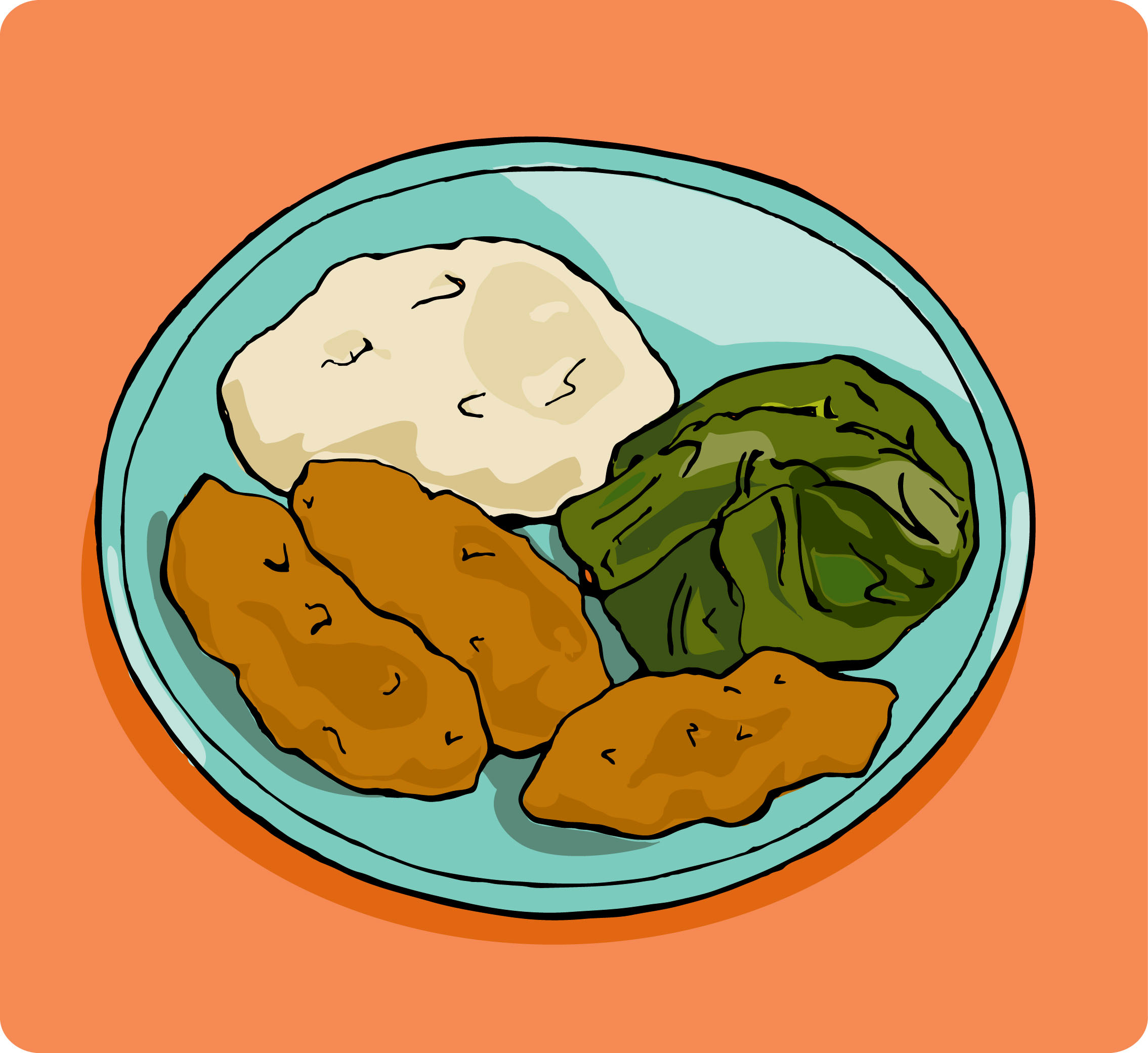 Fried chicken illustrated.
