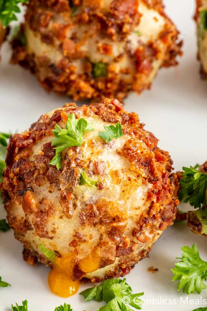 Loaded Mashed Potato Balls with Bacon Bits