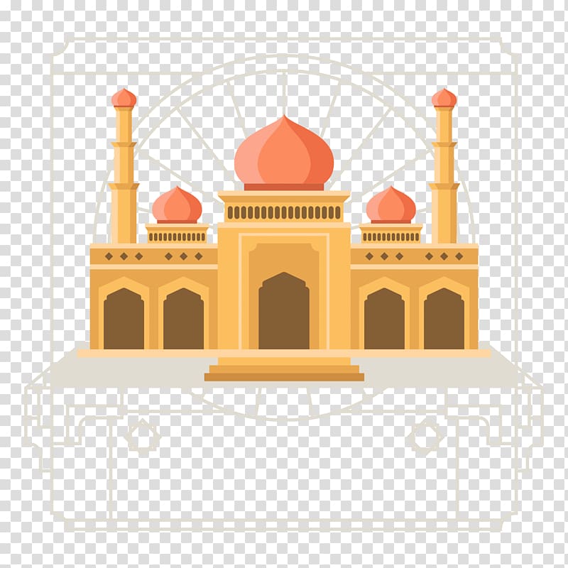 Brown building , Mosque Islamic architecture Flat design