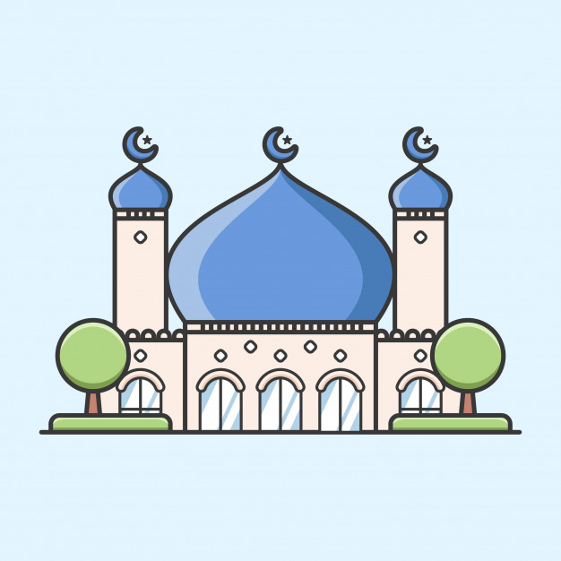 Cute ramadan mosque with two towers Vector