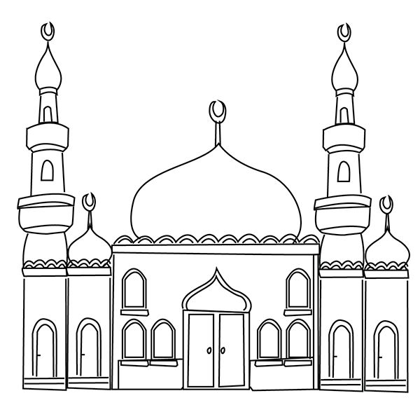 Mosque clipart black and white