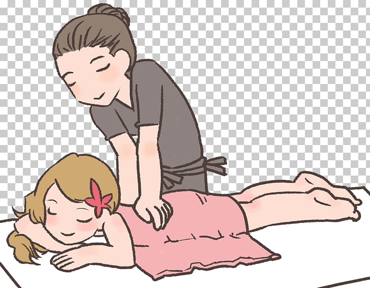 Massage Cartoon Day spa Comics, back pain, woman massaging