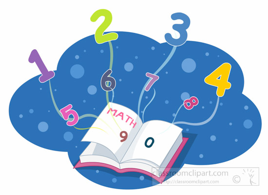 Mathematics clipart math book and flying numbers clipart