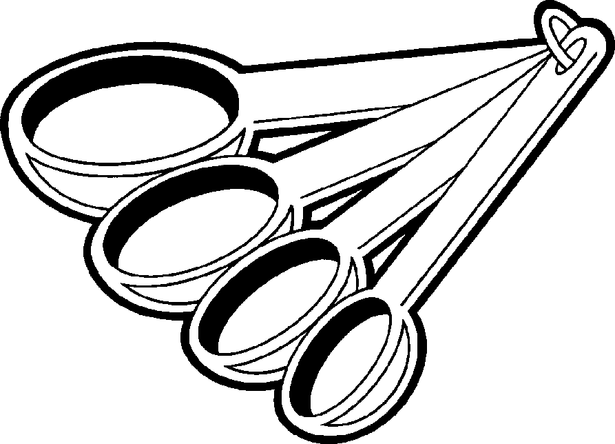 Black and white measuring spoons clipart