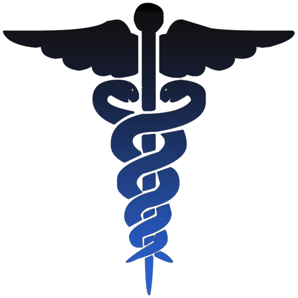 Caduceus medical symbol black blue clipart image