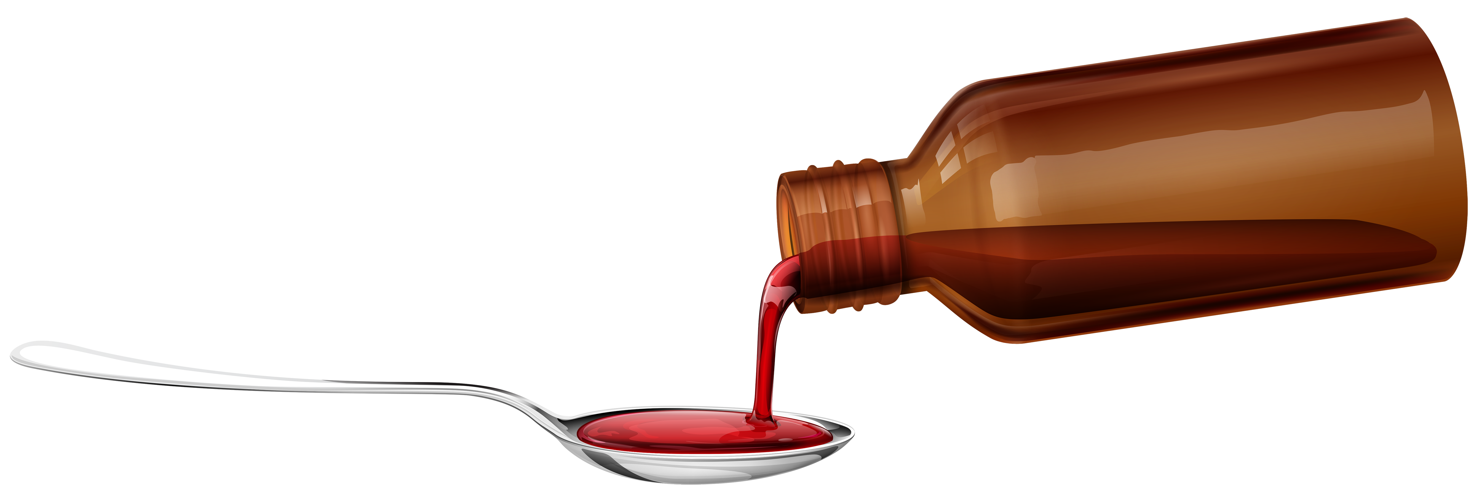 Medical Syrup and Spoon PNG Clipart