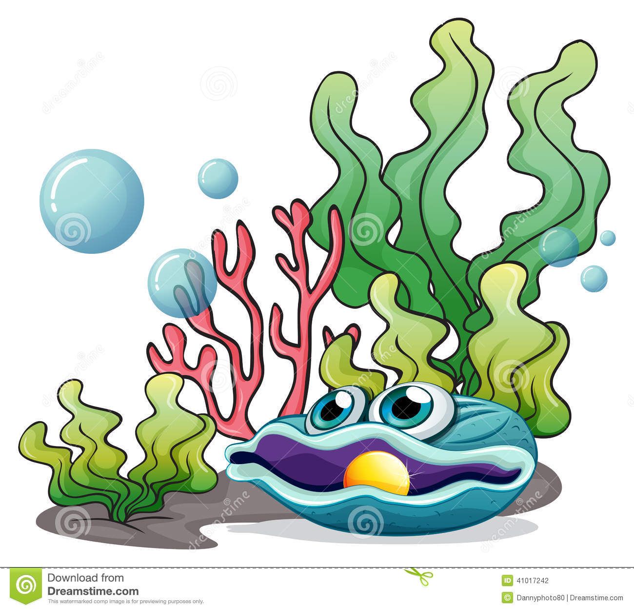 Corals, seaweeds and a clamb under the sea Stock Photography