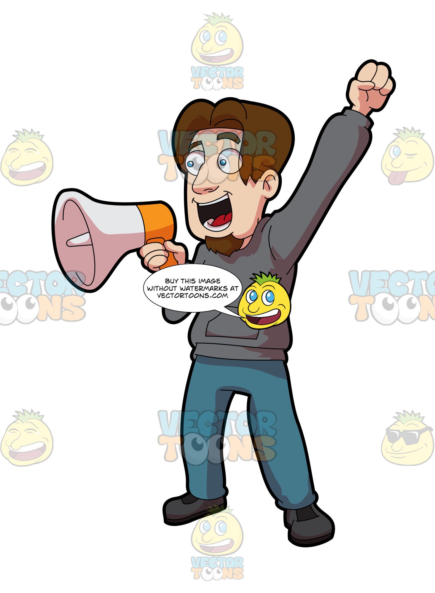 A Man Announcing Victory Over The Megaphone