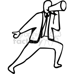 Black and white man using a megaphone clipart