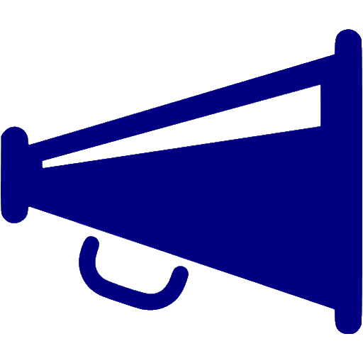 Navy blue megaphone icon