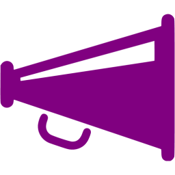 Purple megaphone icon.