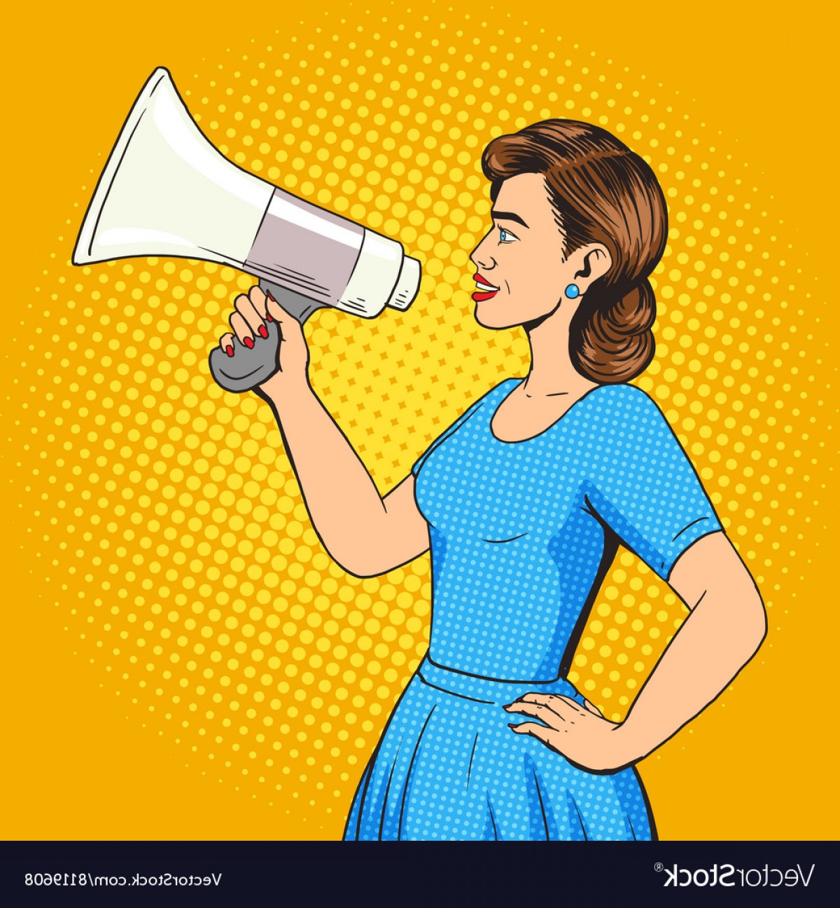 Woman With Megaphone Pop Art Style Vector