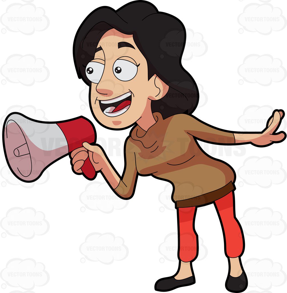 Woman with megaphone.
